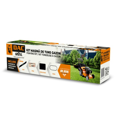 Kit masina de tuns gazon DAC 120xl {cutit, curea, filtru aer, bujie, kit surub} 