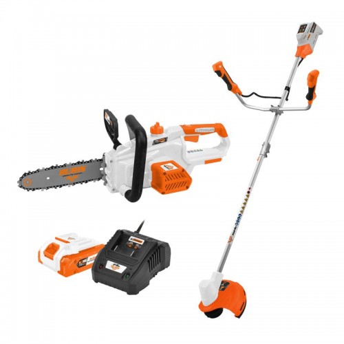 Pachet - Gospodarul Eficient { Motocoasa RURIS 3024e + Electroferastrau RURIS 2524e + Kit acumulator + incarcator RURIS Alfa Up 2424e} 