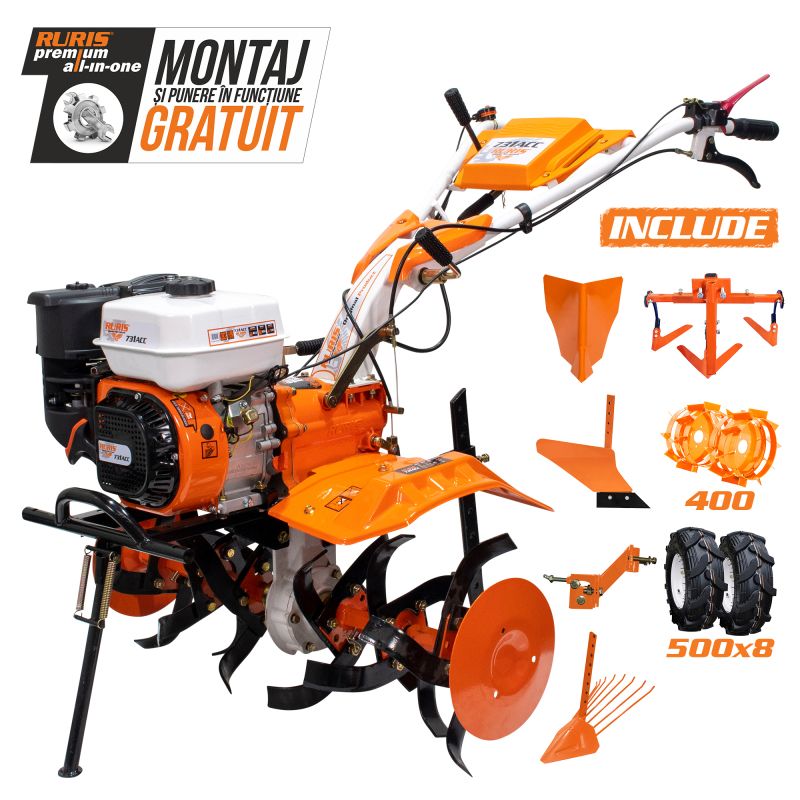 Motosapatoare RURIS 731ACC1 + roti cauciuc 5.00-8+rarita+plug+adaptor+dispozitiv scos cartofi+roti metalice 400 fara manicot+cultivator 8.5 CP Motosapatoare RURIS 731ACC1 + roti cauciuc 5.00-8+rarita+plug+adaptor+dispozitiv scos cartofi+roti metalice 400 fara manicot+cultivator 8.5 CP