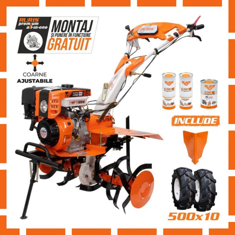 Motosapatoare RURIS 751KS START + roti cauciuc 5.00-10+rarita 9.5 CP