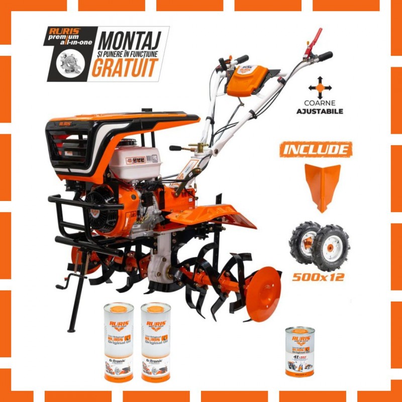 Motosapatoare RURIS 915K + roti cauciuc 5.00-12+rarita 15 CP