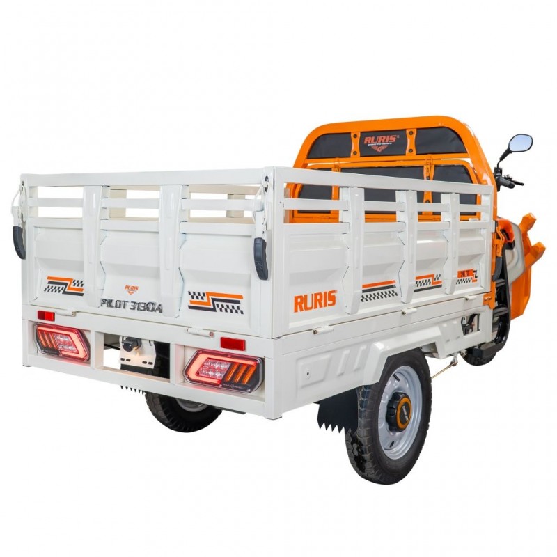 Triciclu electric cargo RURIS Pilot 3130A, Motor 3600W, Baterie 72V 58Ah, Autonomie 80 km, Capacitate 603 kg, Frana Fata Disc / Spate Tambur, Display LCD Extra-Large, Alb