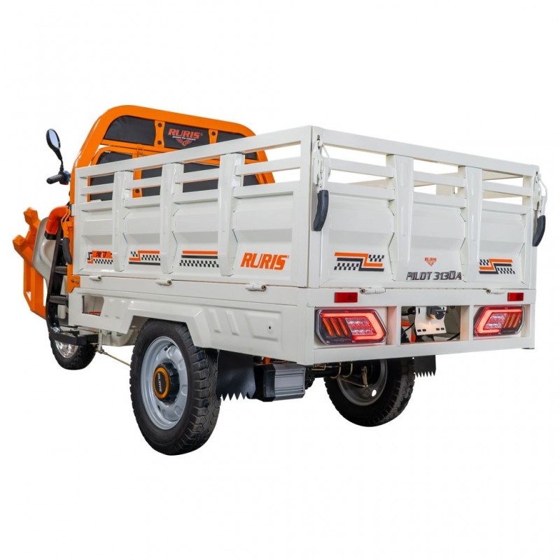 Triciclu electric cargo RURIS Pilot 3130A, Motor 3600W, Baterie 72V 58Ah, Autonomie 80 km, Capacitate 603 kg, Frana Fata Disc / Spate Tambur, Display LCD Extra-Large, Alb