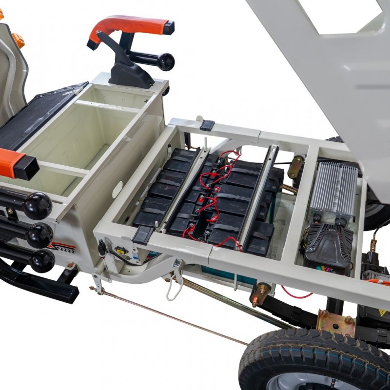 Triciclu electric cargo RURIS Pilot 3130A, Motor 3600W, Baterie 72V 58Ah, Autonomie 80 km, Capacitate 603 kg, Frana Fata Disc / Spate Tambur, Display LCD Extra-Large, Alb