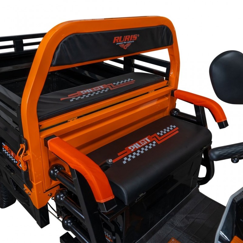 Triciclu electric cargo RURIS Pilot 3130N, Motor 3600W, Baterie 72V 58Ah, Autonomie 80 km, Capacitate 603 kg, Frana Fata Disc / Spate Tambur, Negru
