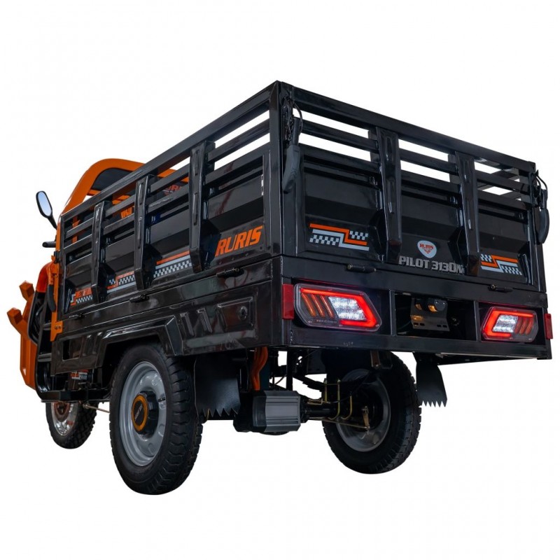 Triciclu electric cargo RURIS Pilot 3130N, Motor 3600W, Baterie 72V 58Ah, Autonomie 80 km, Capacitate 603 kg, Frana Fata Disc / Spate Tambur, Negru