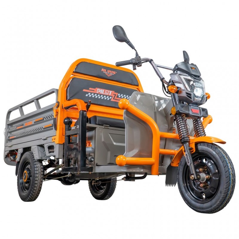 Triciclu Electric Cargo RURIS Pilot 3120G, 2000W, 72V 45Ah, Autonomie 70 km, Gri, viteza maxima de 25 km/h, conform reglementarilor UE, fara permis, gri