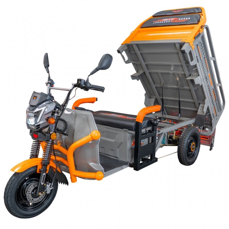 Triciclu Electric Cargo RURIS Pilot 3120G, 2000W, 72V 45Ah, Autonomie 70 km, Gri, viteza maxima de 25 km/h, conform reglementarilor UE, fara permis, gri