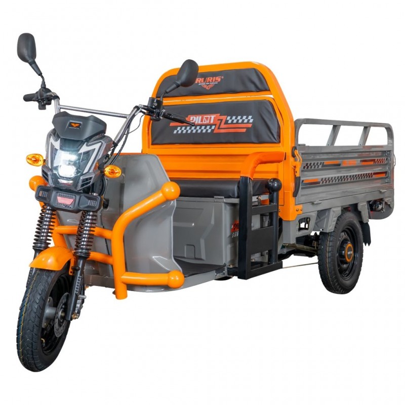 Triciclu Electric Cargo RURIS Pilot 3120G, 2000W, 72V 45Ah, Autonomie 70 km, Gri, viteza maxima de 25 km/h, conform reglementarilor UE, fara permis, gri