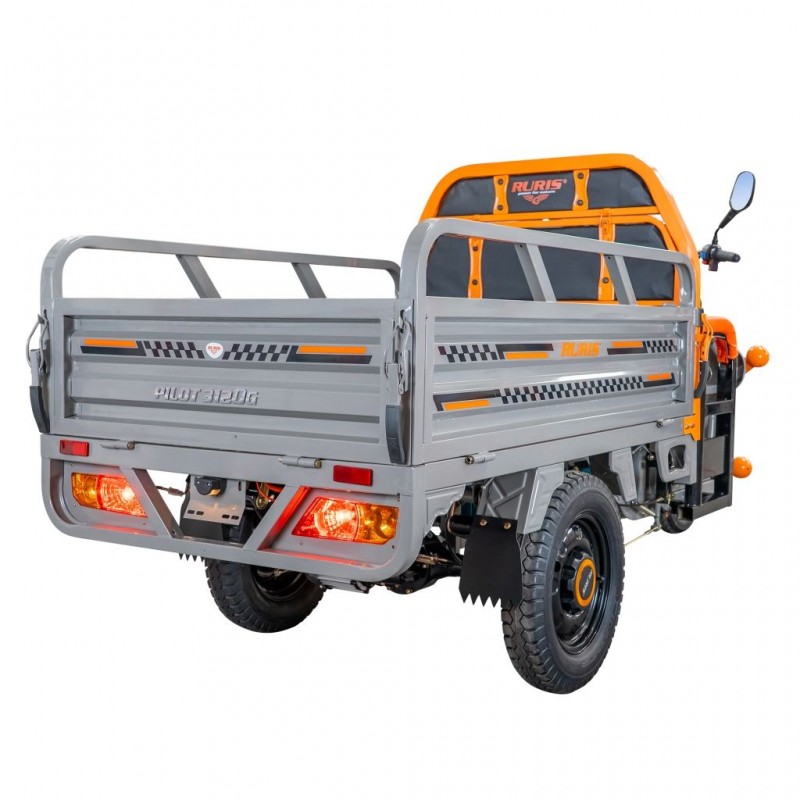 Triciclu Electric Cargo RURIS Pilot 3120G, 2000W, 72V 45Ah, Autonomie 70 km, Gri, viteza maxima de 25 km/h, conform reglementarilor UE, fara permis, gri